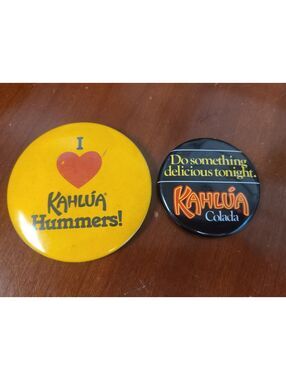 Kahlua Lot of 2 Promotional Advertising Pinback Button Vintage 1980s